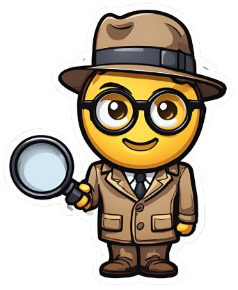 imagem de um emoji vestido como um detetive segurando uma lupa.